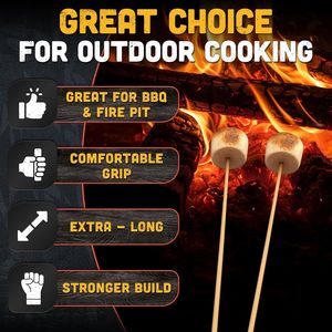 ไม้เสียบไม้ไผ่ขนาด 5 มม. ยาว 36 นิ้ว จำนวน 50 ชิ้น สำหรับย่างสเมอร์สและมาร์ชเมลโลว์ ใช้กับเตาไฟสำหรับปิ้งย่างและบาร์บีคิว - Product Image 2