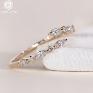 Charm Jewells Cushion Cut Moissanite Three Stone 18K Gold Plated Prong Setting Women's Classic Engagement <b>Ring</b> IGI Certified 3 - Product Image 1