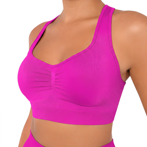 Sujetador deportivo verde oliva para mujer, cuello redondo, soporte medio, transpirable, para yoga y entrenamiento - Product Image 4