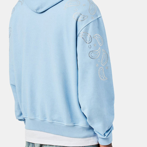 Best Selling 2024 Winter Arrival Men's 100% Cotton Blended Hoodies Rhinestone Detail <b>Thick</b> <b>Fleece</b> Pocket Design Customizable - Product Image 4