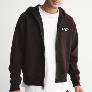 เสื้อฮู้ดซิปเต็มตัว แขนยาว ผ้าฟลีซ สีพื้น สำหรับผู้ชาย เสื้อแจ็คเก็ตฤดูหนาว บริการ OEM มีกระเป๋า ผ้าฝ้าย 100% - Product Image 3