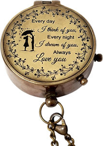 Fabriqué à la main en laiton nautique boussole en cuir étui de transport plat gravé Design cadeau randonnée survie Camping Portable poche transport - Product Image 4