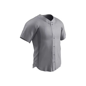 Men's Gray Baseball Jersey Short Sleeve Button Front Breathable <b>Polyester</b> Solid Color Regular Fit All Seasons Apparel - Product Image 1