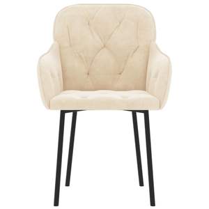 Ensemble de 2 chaises de salle à manger en velours crème, 100% polyester, construction en contreplaqué métallique - Product Image 4