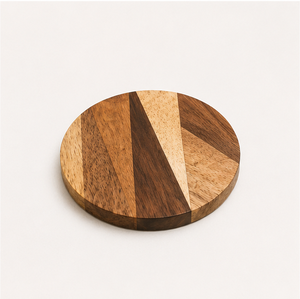 Handmade <b>Round</b> Wooden Coaster <b>Set</b> Of <b>4</b> with Modern Geometric Inlay Eco-Friendly Heat Resistant Drink Mats <b>For</b> Coffee Tableware - Product Image 3