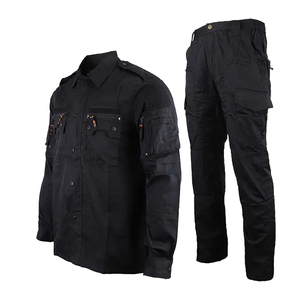 Fournisseur en gros OEM de vêtements industriels – Veste de sécurité noire durable et renforcée en Ripstop et pantalon cargo – Uniforme camouflage - Product Image 2
