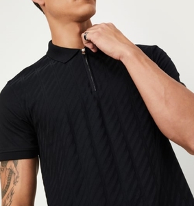 Polo pour homme en coton polyéster, motif rayé tendance mondial, col tricoté, haute élasticité, maintien de la forme, design moderne - Product Image 4