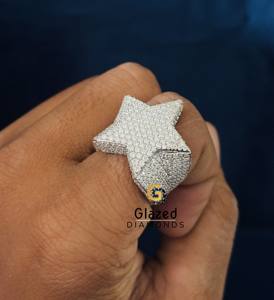 แหวนรูปดาวประดับเพชรโมอิสซาไนต์ทรงกลมเจียระไนแบบบริลเลียนท์ ดีไซน์ฮิปฮอปสุดเทรนดี้ สวยหรู วัสดุเงินแท้ 925 - Product Image 5