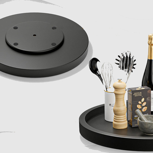 Plateau tournant en bois noir de 16 pouces, organisateur d'épices en bois d'acacia, plateau pivotant en bois d'acacia pour salle de bain et vanité - Product Image 4