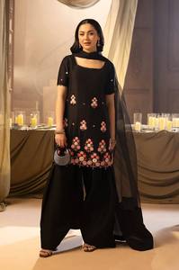 Conjunto de traje Salwar pakistaní negro bordado para mujer con dupatta |   Conjunto de Kurta y Palazzo de Diseño para Fiestas - Product Image 1