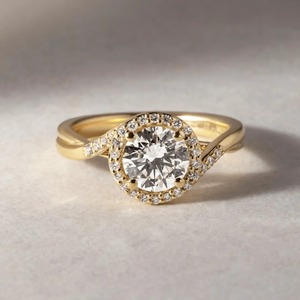Anillo de Compromiso de Lujo con Halo de Diamantes Cultivados en Laboratorio, Corte Redondo, 1CT, Venta al Por Mayor - Product Image 2