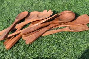 Ensemble d'ustensiles en bois, 1 pièce, passe au lave-vaisselle, passe au micro-ondes, lavage à la main uniquement, cuillères, spatules, fourchettes de cuisine - Product Image 5