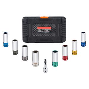 Set di Chiavi a Bussola per Dadi Ruota - Attacco da 1/2 Pollice, Metrico e SAE, a 6 Punte Profonde, 8 Misure Totali, in Acciaio CR-MO, con Bussola da 19mm - Product Image 2