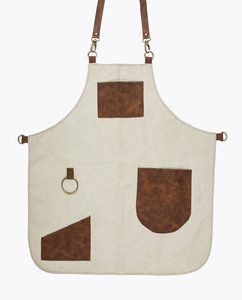 Capa de Peluquería de Lona con Bolsillos de Cuero, Delantal de Barbero Resistente, Ropa de Trabajo para Salón - Product Image 1