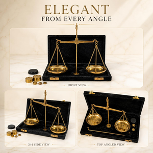 Báscula de Plomo de Latón con Pesas y Estuche de Almacenamiento de Terciopelo Negro, Báscula Tradicional de Dos Platos, Decorativa Vintage - Product Image 3