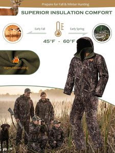 Nouvel ensemble veste et pantalon de chasse camouflage softshell, résistant à l'eau, silencieux, pour activités de plein air - Product Image 5