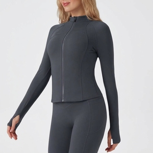<b>Womens</b> Breathable Plaid Yoga Sports Jacket Long Sleeve Running Sweatshirt Lightweight Windbreaker Workout Fitness Training <b>Top</b> O - Product Image 4