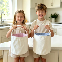 Paniers de Pâques en toile brodée en gros, paniers de Pâques à carreaux avec logo personnalisé, sacs de décoration de fête pour la chasse aux œufs colorés