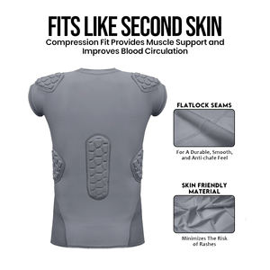 Camiseta Interior Acolchada de Protección Flexible, Camiseta Interior Acolchada para Deportes Activos - Product Image 3