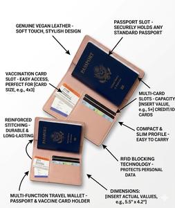 Wriza Fashion Multi function PU Leather Passport <b>Wallet</b> <b>RFID</b> <b>Blocking</b> Credit Card Holder Travel Vaccination Case Protector Gift - Product Image 4