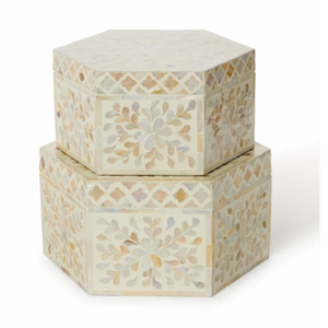 Lot de 2 coffres décoratifs en nacre de haute qualité, fabriqués au Vietnam - Product Image 1
