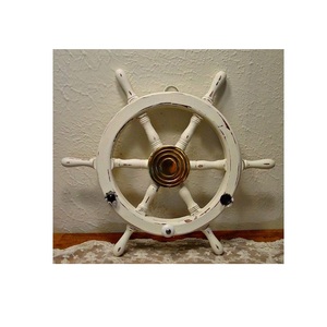 Maritime <b>Ship</b> <b>Wheel</b> Wall Decor Vintage Nautical Wooden Steering <b>Wheel</b> Polished Brass Accent for Pirate Boat Theme - Product Image 1