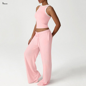 Women Crop <b>Tank</b> <b>Top</b> and Wide Leg Pants Set Casual Two Piece Outfit Soft Stretch <b>Summer</b> Lounge Wear Set - Product Image 6