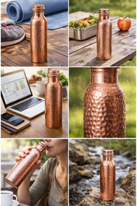 ขวดน้ำทองแดงลายเพชรแบบโบราณ ขนาด 32 ออนซ์ ป้องกันการรั่วซึม ใช้กับเครื่องล้างจานและไมโครเวฟได้ ปรับแต่งได้ - Product Image 3