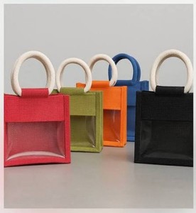 Sac fourre-tout en jute biologique artisanal de qualité supérieure avec poignées en coton renforcées, sac de courses réutilisable écologique - Product Image 2