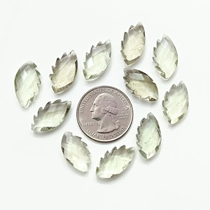 Ametista verde natural facetada en forma de hoja, tallada a mano, piedra preciosa de 20 mm, tallado de piedra suelta para la fabricación de joyas, precio al por mayor, suministro a granel. - Product Image 3
