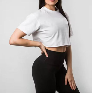 Camiseta Corta Blanca Ecológica Personalizada para Mujer, Cuello Redondo, Verano, Algodón, Ajustada, Estilo Hip Hop, con Estampado - Product Image 4