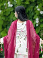 Set 3 Potong Kurti Pendek Katun Premium Wanita & Celana & Nazneen Dupatta – Pakaian Etnik India