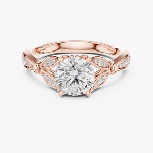 Anillo de Compromiso de Oro Amarillo de 9K con Diamante Cultivado en Laboratorio de Corte Redondo de 1.33CT, Estilo Vintage con Filigrana y Acentos Pavé, Joyería Nupcial al por Mayor - Product Image 5