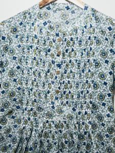 ชุดเดรสผ้าฝ้าย 100% พิมพ์ลายดอกไม้หลากสีสำหรับผู้หญิง |   สไตล์ผสมผสานวัฒนธรรมพื้นเมือง |   เดรสแขนยาวรัดเอว |   ผ้าที่ระบายอากาศได้ดี - Product Image 5