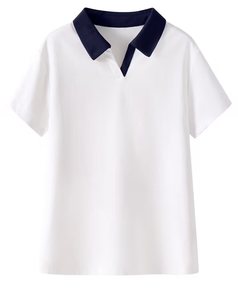 Womens White 2Piece Shorts Set Short Sleeve Polo Collar Loose Fit Casual Solid Color Breathable Oxford Cotton Spring Summer Wea - Product Image 4
