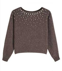 Suéter de Punto para Mujer con Mangas Murciélago - Jersey Holgado Informal de Invierno - Suéter de Punto Suave y Moderno para Mujer con Perlas de Diamantes - Product Image 1