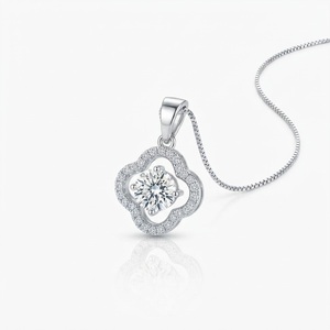 Collar con Colgante de Diamantes en Racimo de Oro Rosa de 10K, Estilo Clásico Minimalista, Color E, 0.60ctw, Diamante Cultivado en Laboratorio, Regalo de Moda para Uso Diario - Product Image 2