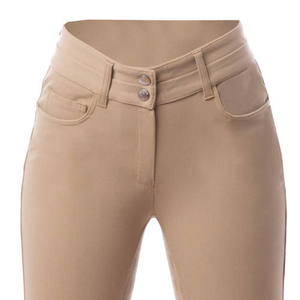 Pantalon d'équitation taille haute pour femme, longueur intégrale, avec poches, fermeture boutonnée, couleur unie, tissu tricoté extensible dans quatre sens, couleur personnalisable - Product Image 4