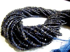 Perles de pierre précieuse Iolite naturelle facettées rondes de 3 mm, brin de 13 pouces de long - Product Image 3