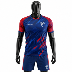 Soccer Uniform <b>BIN</b> FATEH Men's Soccer Uniform Set Blue Red Sublimation Print Breathable Polyester Adult Size Breathable - Product Image 4