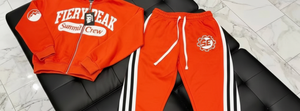 VARSITY SPORTS GEARS Mens Outerwear Sets Vintage Winter Thermal Knitted Embroidered Front Print Custom <b>Strip</b> Sweatsuits - Product Image 5