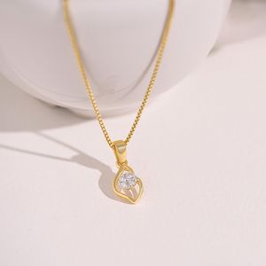 Yellow Gold Diamond Pendant Necklace Round Brilliant Cut Bezel Set Water <b>Drop</b> Shape <b>Box</b> Chain Classic Women's Jewelry - Product Image 4