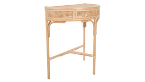 Mesa Consola o Auxiliar Semicircular de Ratán, Natural - Product Image 1
