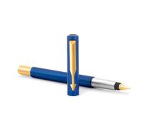 Stylo plume Parker Vector Standard avec finition dorée, corps bleu métallisé, encre bleue