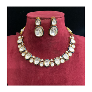 Conjunto de Collar Premium Meena Kundan Polki, Joyería de Diseño para Novia con Aretes, Estilo Tradicional Real Indio para Bodas y Fiestas - Product Image 6