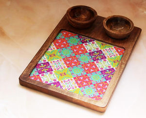 ถาดเสิร์ฟไม้16x8สุดหรูจานผลไม้พิมพ์ลายเคลือบจานใส่ขนมขบเคี้ยวชีสสำหรับโรงแรมและของขวัญเทศกาลดิวาลี - Product Image 4