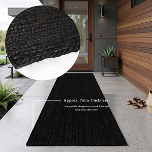 Alfombra Rectangular de Yute Natural Tejida a Mano, Estilo Boho, Antideslizante, Ecológica, de Color Sólido, Modelo JR-02B de NYKO MART - Product Image 4