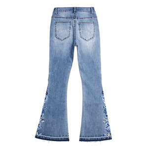 Jeans de Mujer con Bordado, Corte de Campana, Cintura Alta, Diseño Floral, Estilo Vintage, OEM, Personalizado, Venta al Por Mayor - Product Image 5