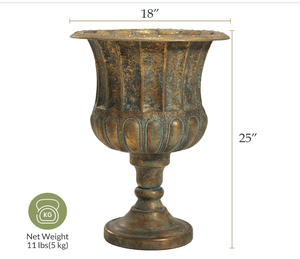 Metal Urn Planters Bronze Classic Antique Iron Plant Pots - Large Decorative Rustic Flower Pots for Indoor & Outdoor Use - Product Image 6