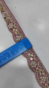 Fancy <b>Beads</b> Embroidered Floral Lace <b>Trim</b> 100 Percent Polyester 3cm Width 9 Meter Roll for Ethnic Wear Bags Shoes Home Textiles - Product Image 3